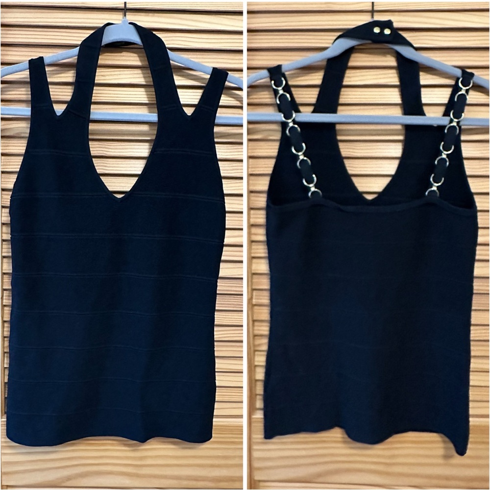 Cache Gold Chain Strappy Halter Top Size Small NWOT